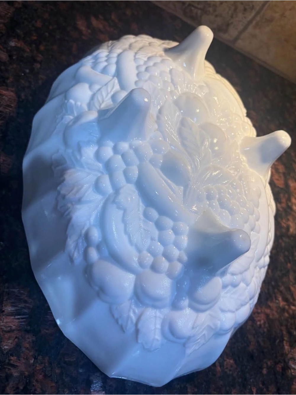 Vintage Indiana Glass Company milk glass footed fruit bowl